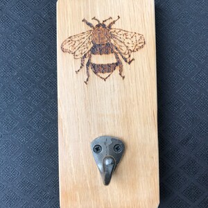 Nature Inspired Coat Hanger. Oak Robe Hooks. Pyrography Birds & Insects ...