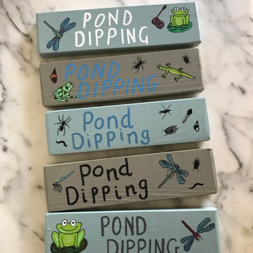 Painted wildlife pond sign. Pond Dipping sign. Sign for school pond. Pond sign for Nature reserve pond. Pond life bugs and Insects sign.