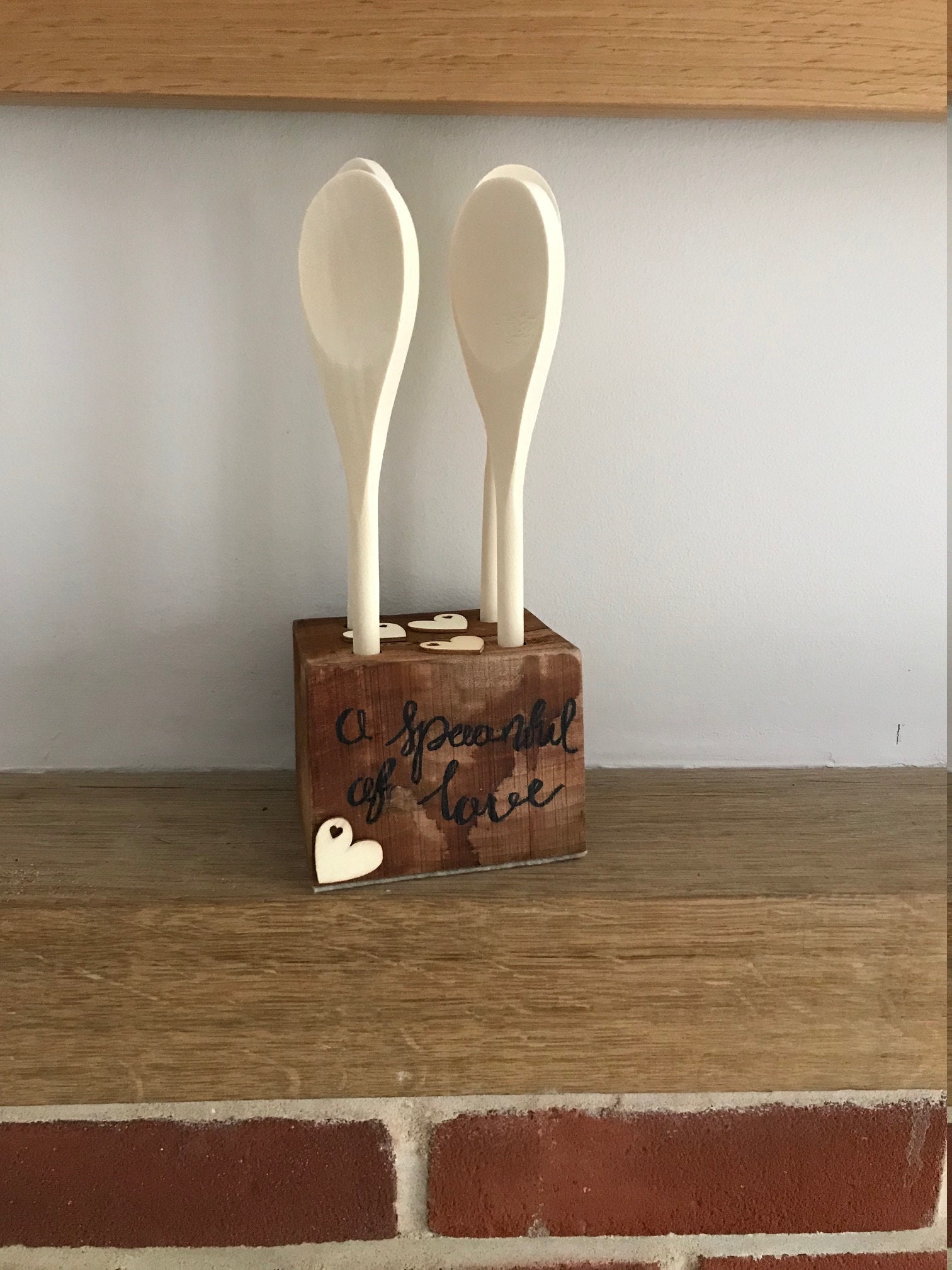 Solid wooden utensil block reclaimed wood comes with wooden Etsy