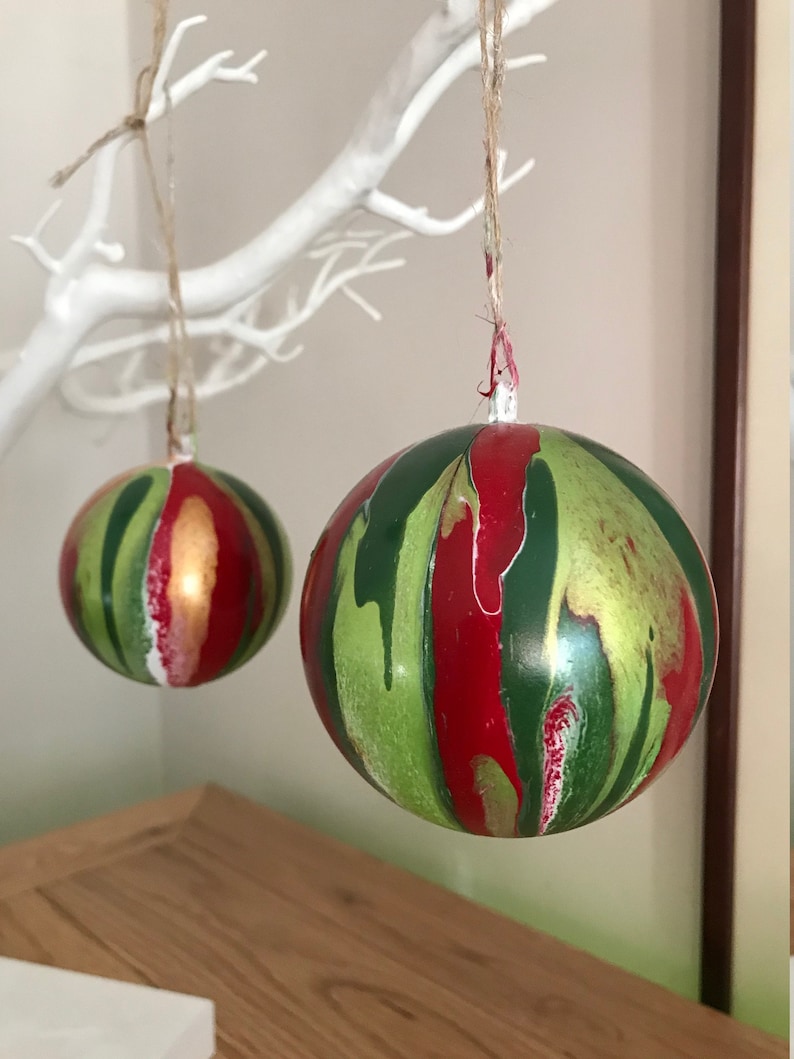Christmas Tree Baubles. Acrylic Pour Plastic Baubles. Large Etsy UK