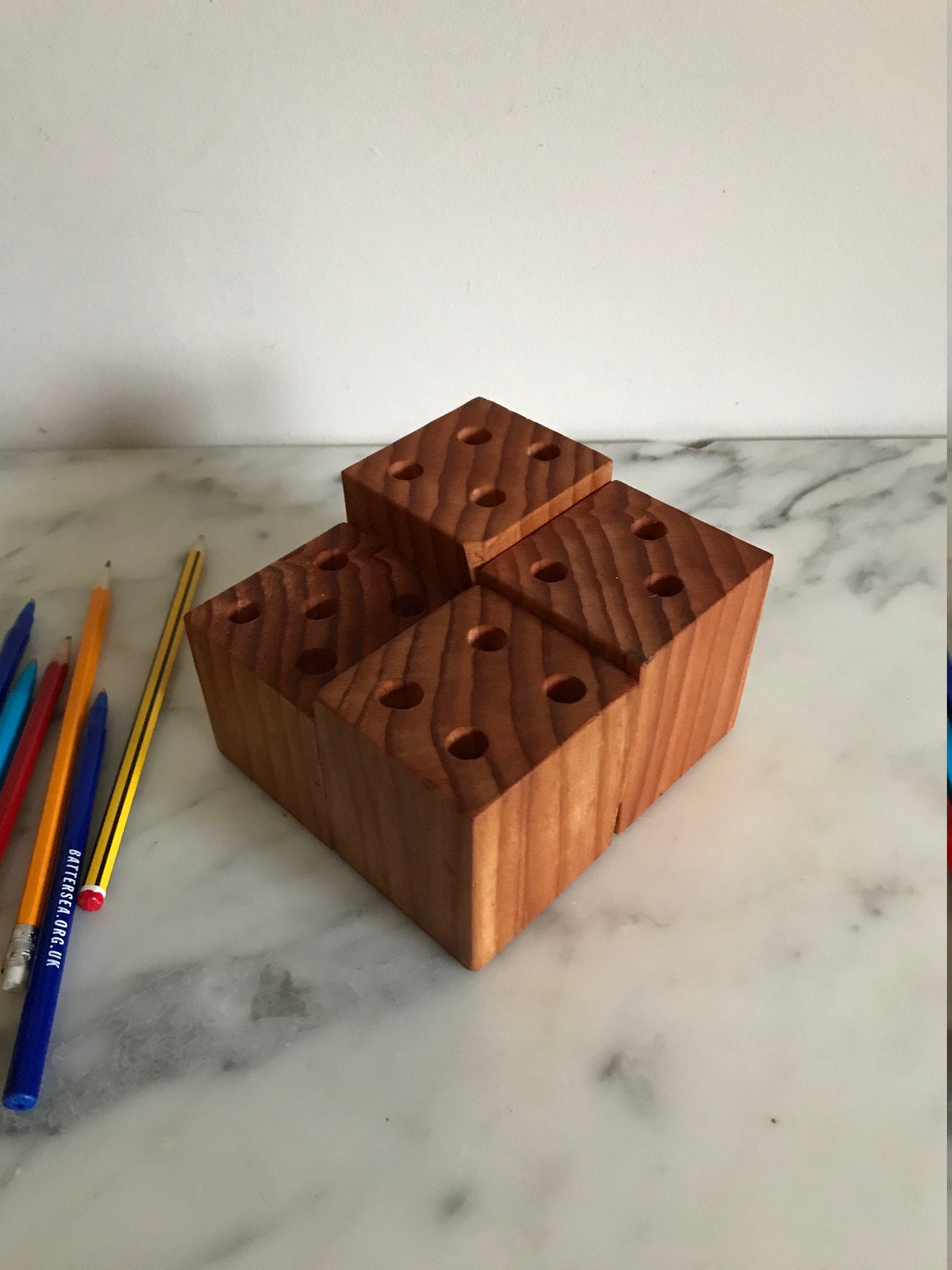 Quirky Gift for Dad. Wooden Pencil Block Desk Tidy. Home Etsy UK