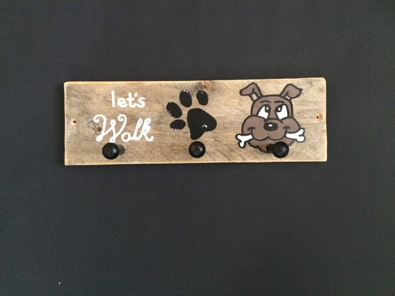 Novelty Pegs for Dog Leads. Gift for Dog Walker. Reclaimed Wooden