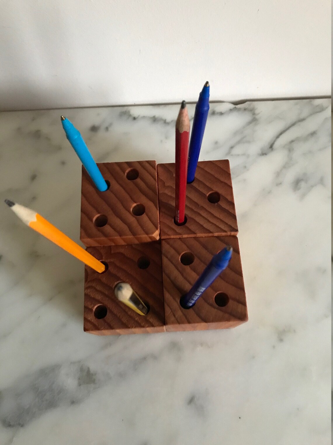 Quirky Gift for Dad. Wooden Pencil Block Desk Tidy. Home Etsy UK