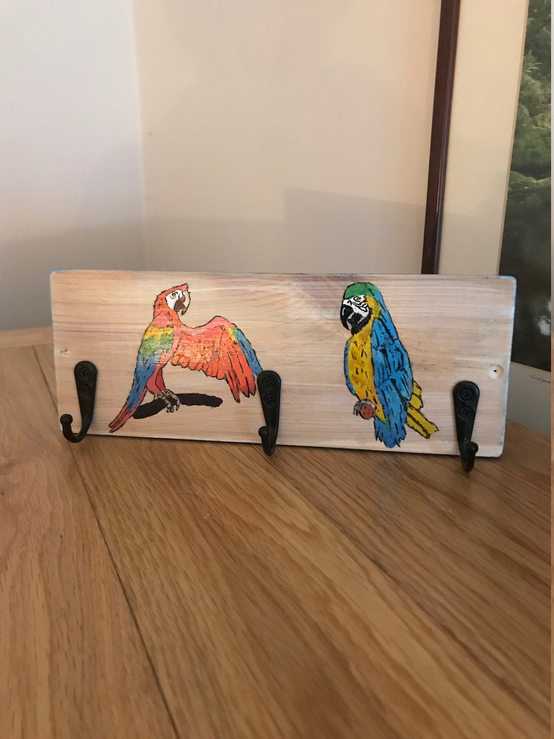 Hand Painted Macaw Coat Hooks: Colourful Exotic Bird Wall Decor. - Etsy