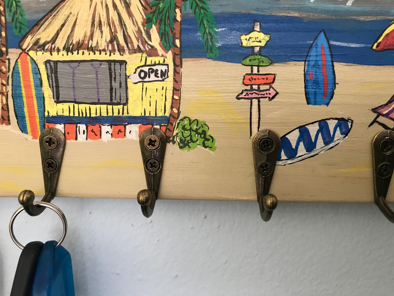 Tropical Beach Themed Key Rack. Wall Mounted Hooks for Keys. Etsy UK