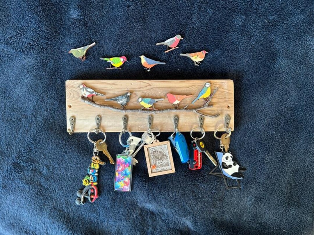 Bird Key Holder. Personalised Garden Birds Key Rack. Wall Mounted ...