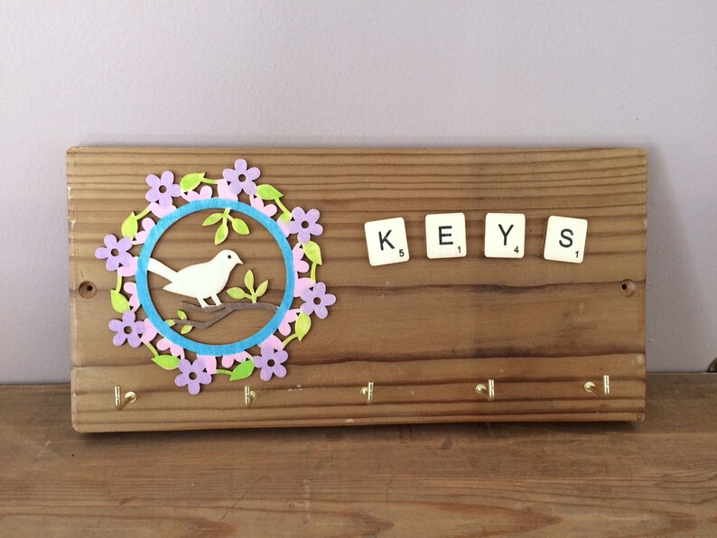 Hand Made Key Rack Recycled Wood Brass Dresser Hooks Key Etsy