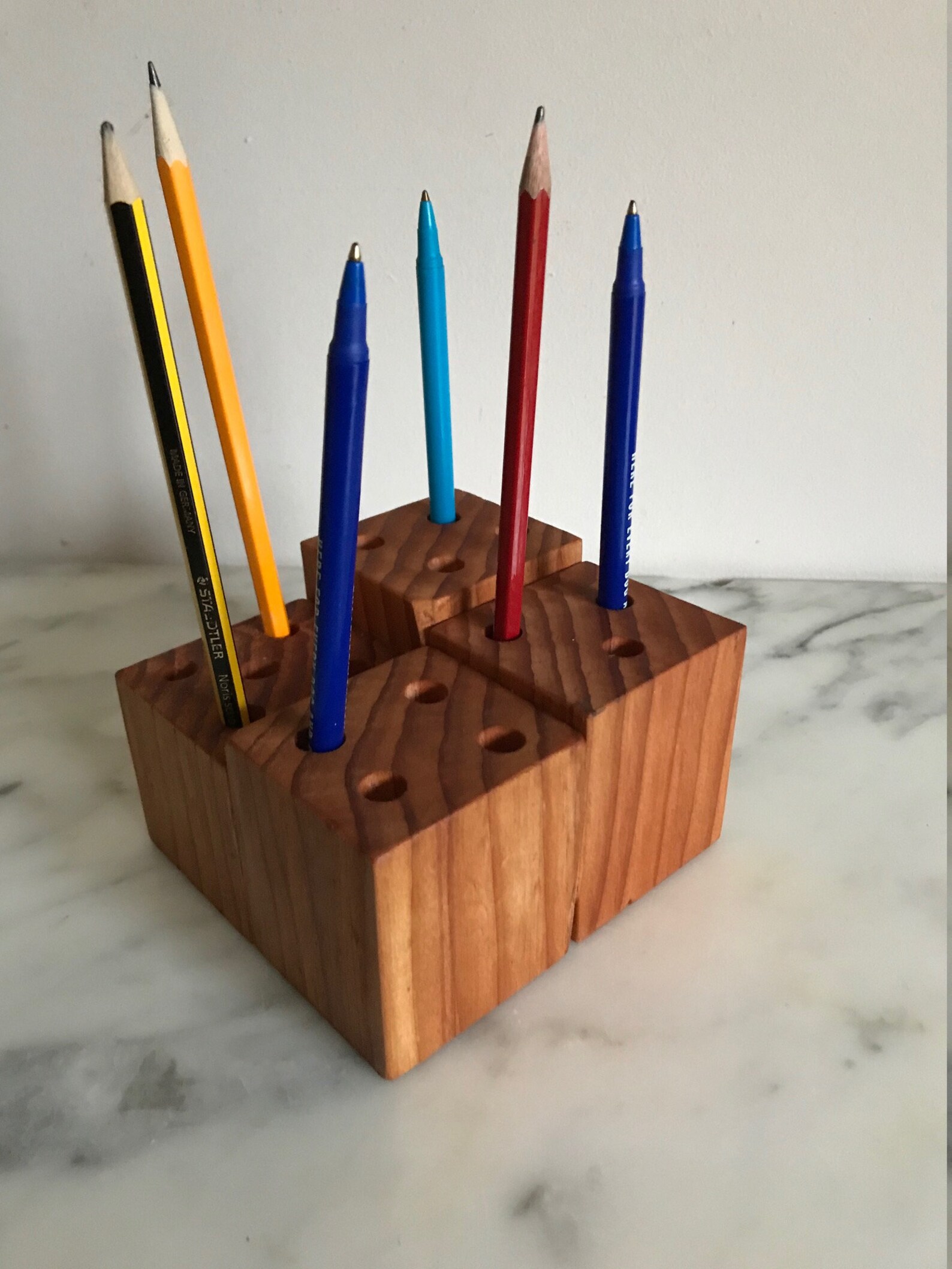 Quirky Gift for Dad. Wooden Pencil Block Desk Tidy. Home Etsy UK