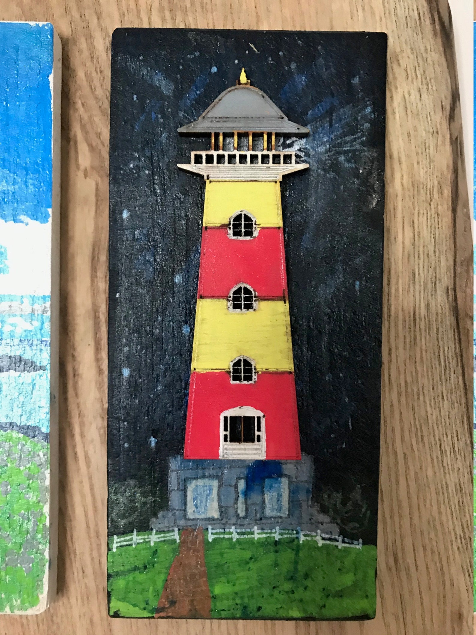 Nautical Lighthouse wall hanging hand painted wooden | Etsy