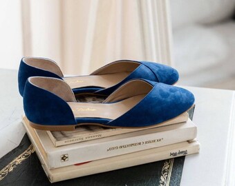 Wedding shoes • bridal flats • something blue • low heel wedding shoes • handmade shoes • wedding shoes for bride • gift for her