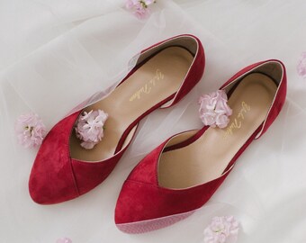 Burgundy shoes • red wedding shoes • ballet flats • low wedding shoes • bridal flats • wedding flats • woman shoes • ballet flats