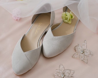 Wedding shoes, gray wedding shoes, bridal ballet flats, low wedding shoes, bridal flats, wedding flats, woman flats, ballet flats