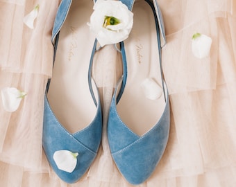 Wedding shoes • blue wedding shoes • bridal ballet flats • low wedding shoes • bridal flats • wedding flats • woman shoes • ballet flats