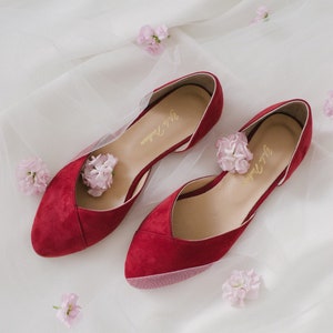 Burgundy shoes • red wedding shoes • ballet flats • low wedding shoes • bridal flats • wedding flats • woman shoes • ballet flats