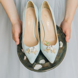 Wedding shoes • white wedding shoes • bridal shoes • wedding heels • white shoes • white heels • mint shoes • woman shoes