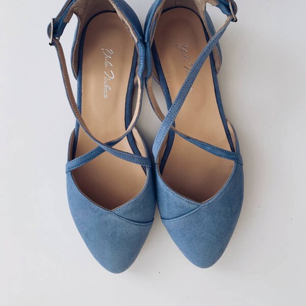 Wedding shoes • dusty blue flats • something blue shoes • wedding flats • bridal flats • wedding shoes for bride • bridal shoes • casual