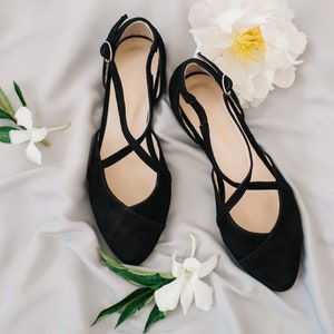 Black shoes black wedding shoes ballet flats low wedding shoes bridal flats wedding flats woman shoes ballet flats image 1