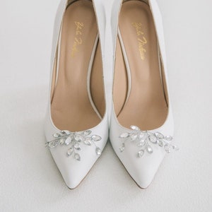 Wedding pumps white wedding shoes bridal heels wedding heels white shoes with decoration gift for her wedding shoes for bride image 6