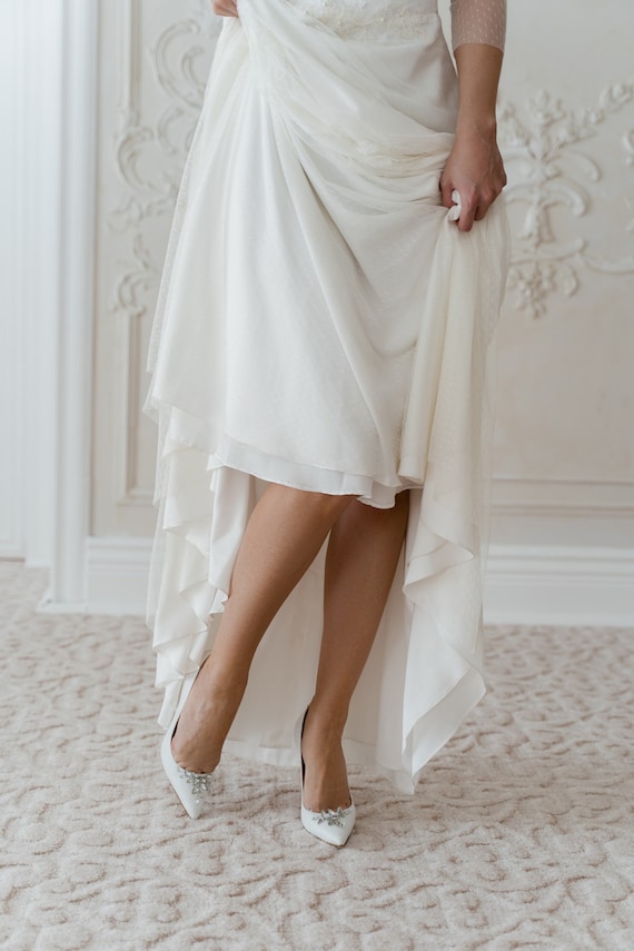 interval Vooravond Marine Bruids pumps witte trouwschoenen bruidshakken - Etsy België