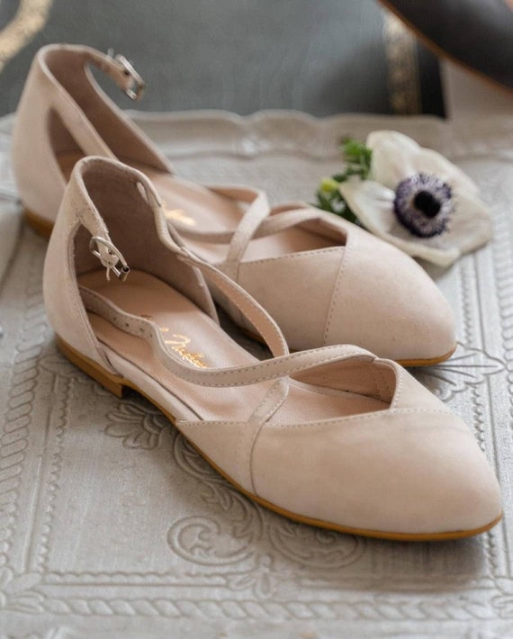 Buy Wedding Shoes Beige Wedding Flats Bridal Ballet Flats Low Heel