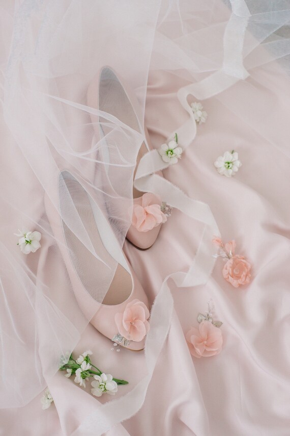 Wedding Shoes Pink Wedding Shoes Bridal Ballet Flats Low Etsy
