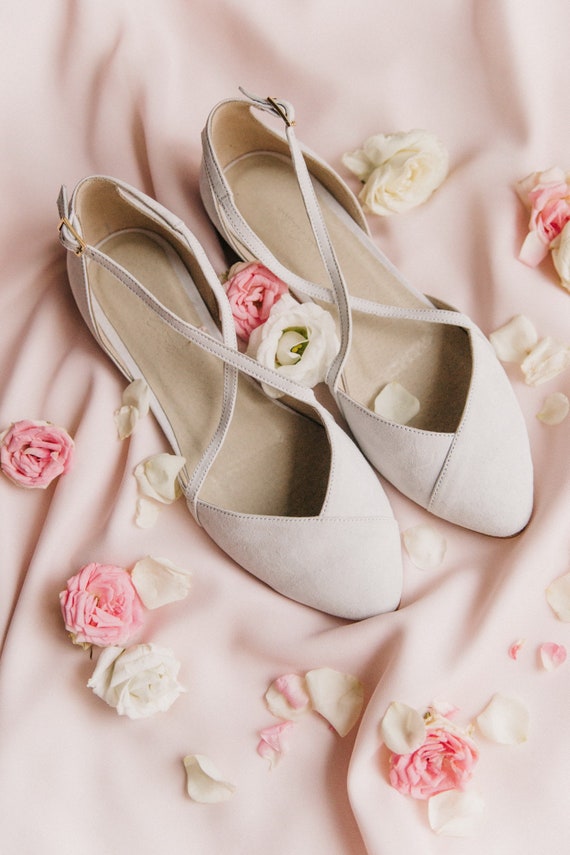 Wedding Shoes White Wedding Shoes Bridal Ballet Flats Low Etsy