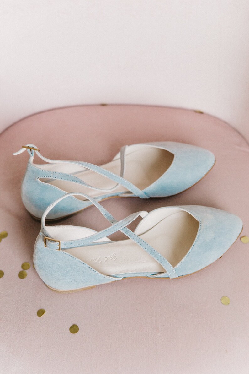 Boho Wedding Blue Wedding Shoes Bridal Ballet Flats Low Etsy