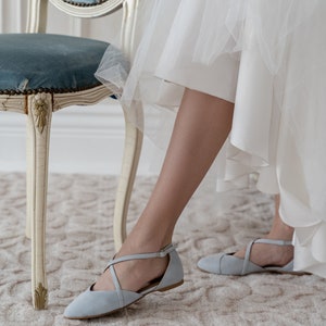 Wedding shoes blue wedding shoes wedding shoes for bride low heel wedding shoes flats woman shoes bridesmaid bridal flat image 5
