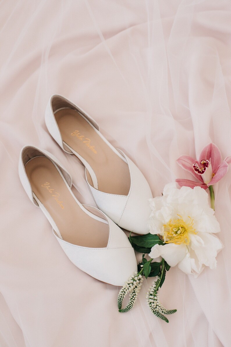 white ballet flats wedding