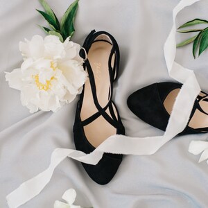 Black shoes black wedding shoes ballet flats low wedding shoes bridal flats wedding flats woman shoes ballet flats image 10