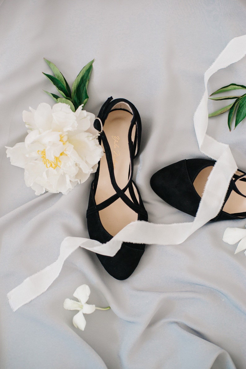 Black shoes black wedding shoes ballet flats low wedding shoes bridal flats wedding flats woman shoes ballet flats image 10