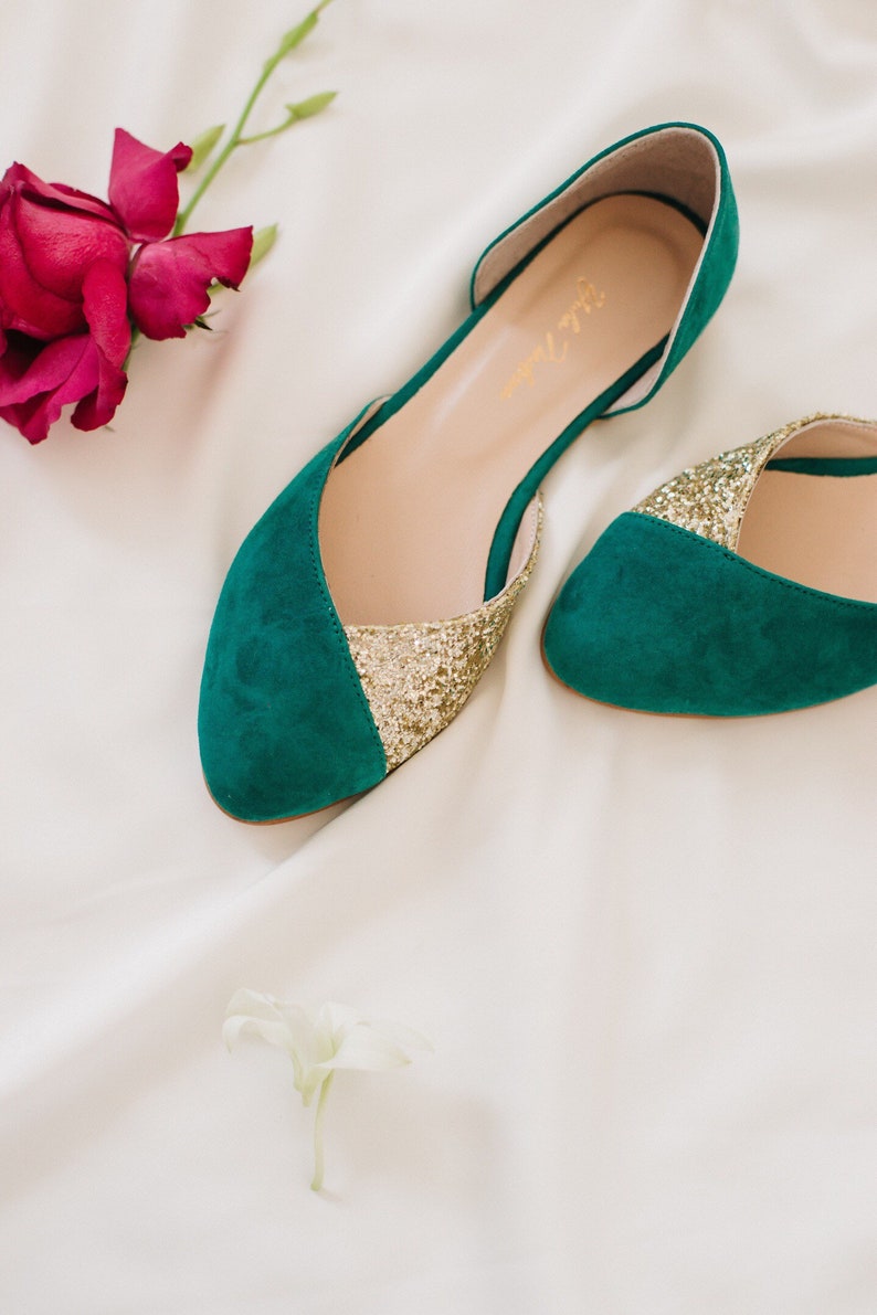 Wedding shoes emerald green bridal shoes wedding flats for bride flats woman casual shoes gift for her minimalist modern shoes image 7