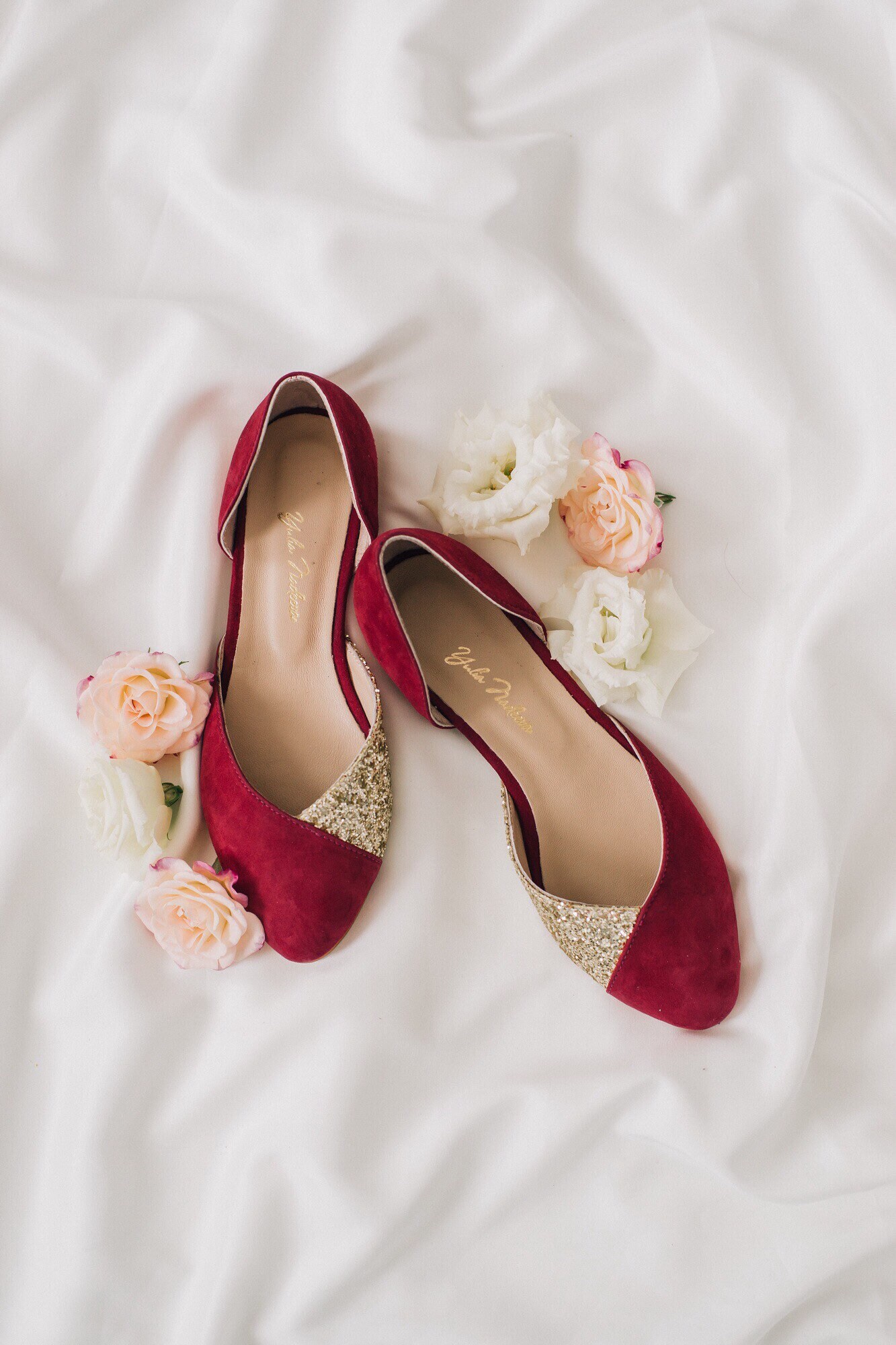 Burgundy wedding flats sale