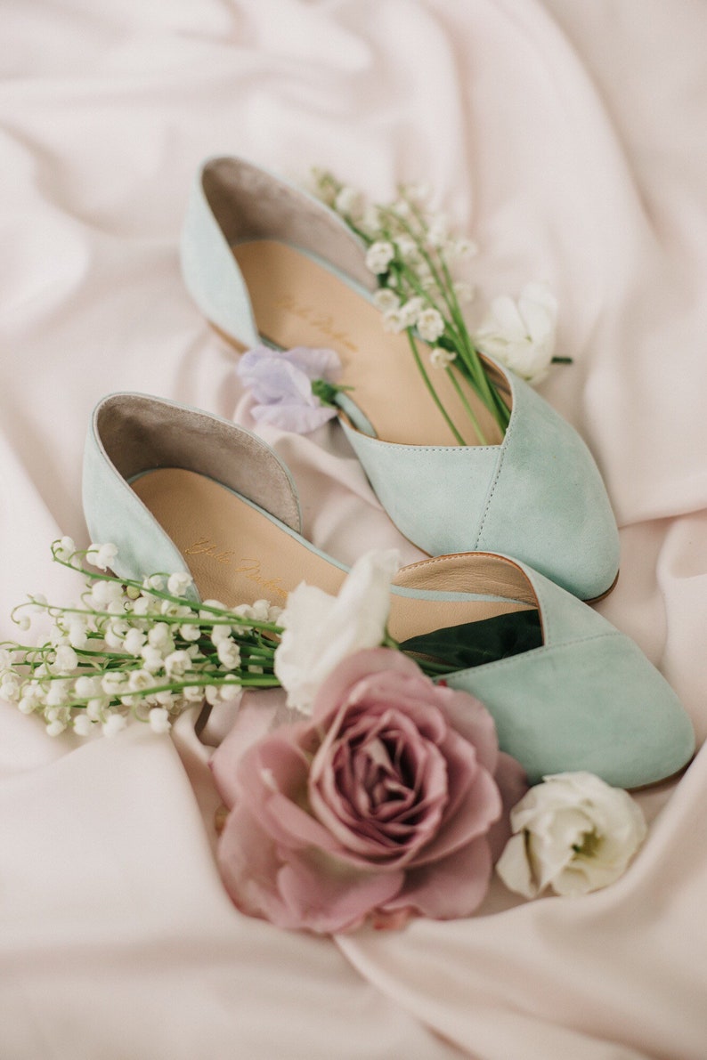 Bridal shoes mint wedding shoes bridal flats woman Etsy