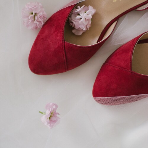 Burgundy shoes • red wedding shoes • ballet flats • low wedding shoes • bridal flats • wedding flats • shops woman shoes • ballet flats