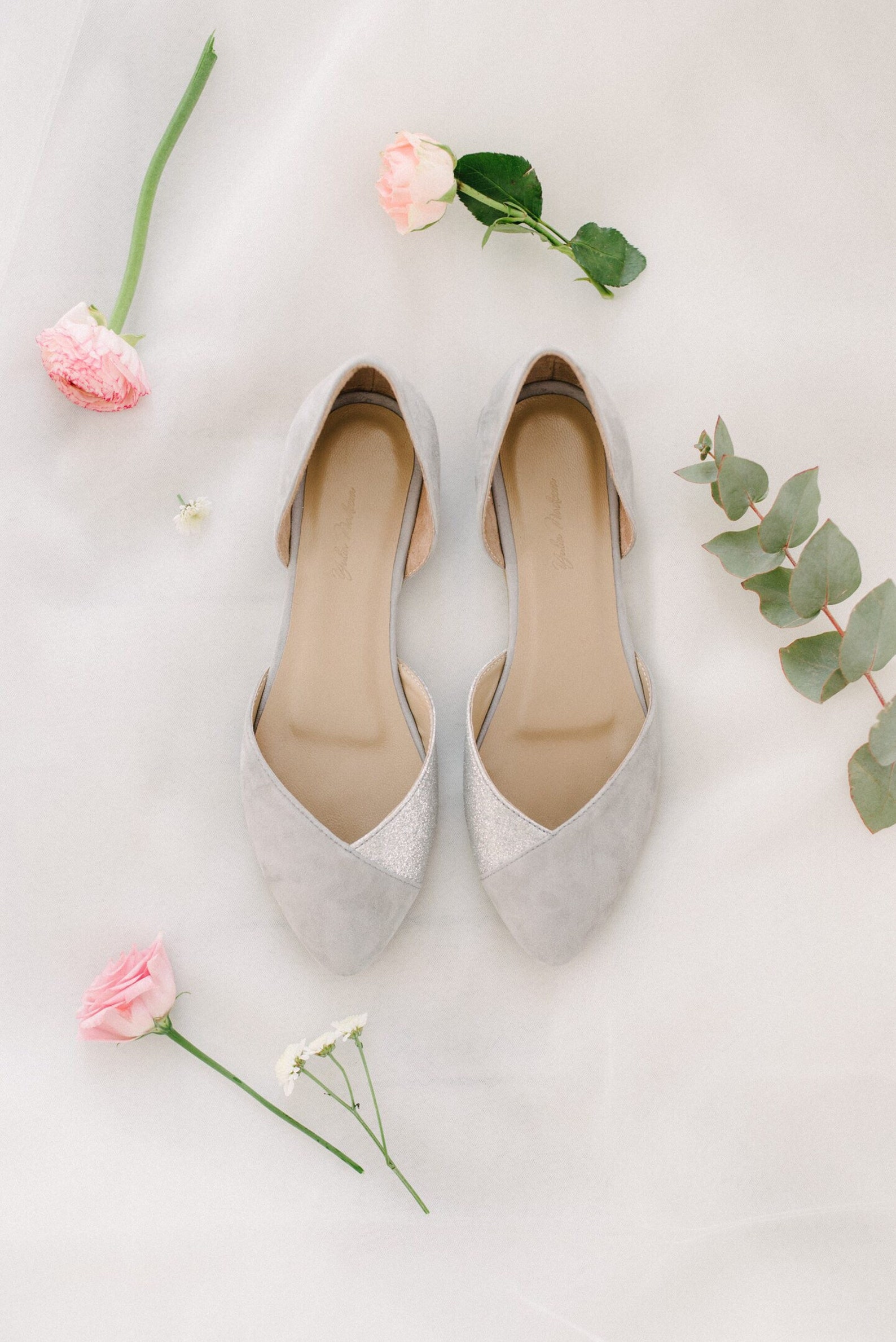 wedding shoes, gray wedding shoes, bridal ballet flats, low wedding shoes, bridal flats, wedding flats, silver flats, ballet fla