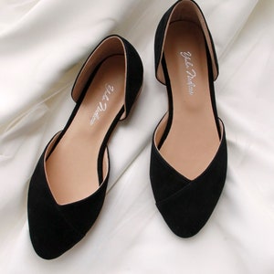 Black wedding shoes / bridal flats / wedding shoes for bride / low heel casual woman shoes / handmade elegant ballet shoes image 2
