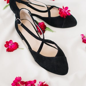 Black shoes black wedding shoes ballet flats low wedding shoes bridal flats wedding flats woman shoes ballet flats image 9