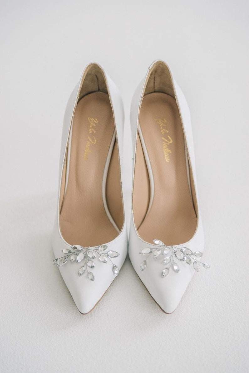 Wedding pumps white wedding shoes bridal heels wedding heels white shoes with decoration gift for her wedding shoes for bride image 6