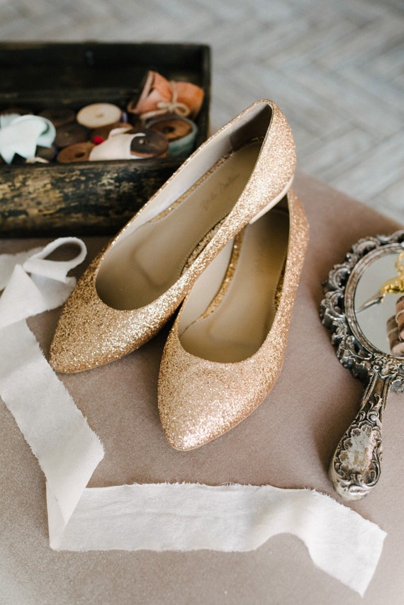 gold flat shoes for wedding
