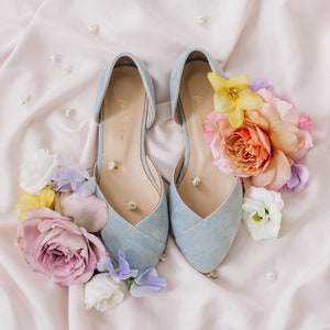 Blue wedding shoes something blue custom shoes wedding shoes for bride wedding casual shoes wedding flats wedding shoes flats image 1