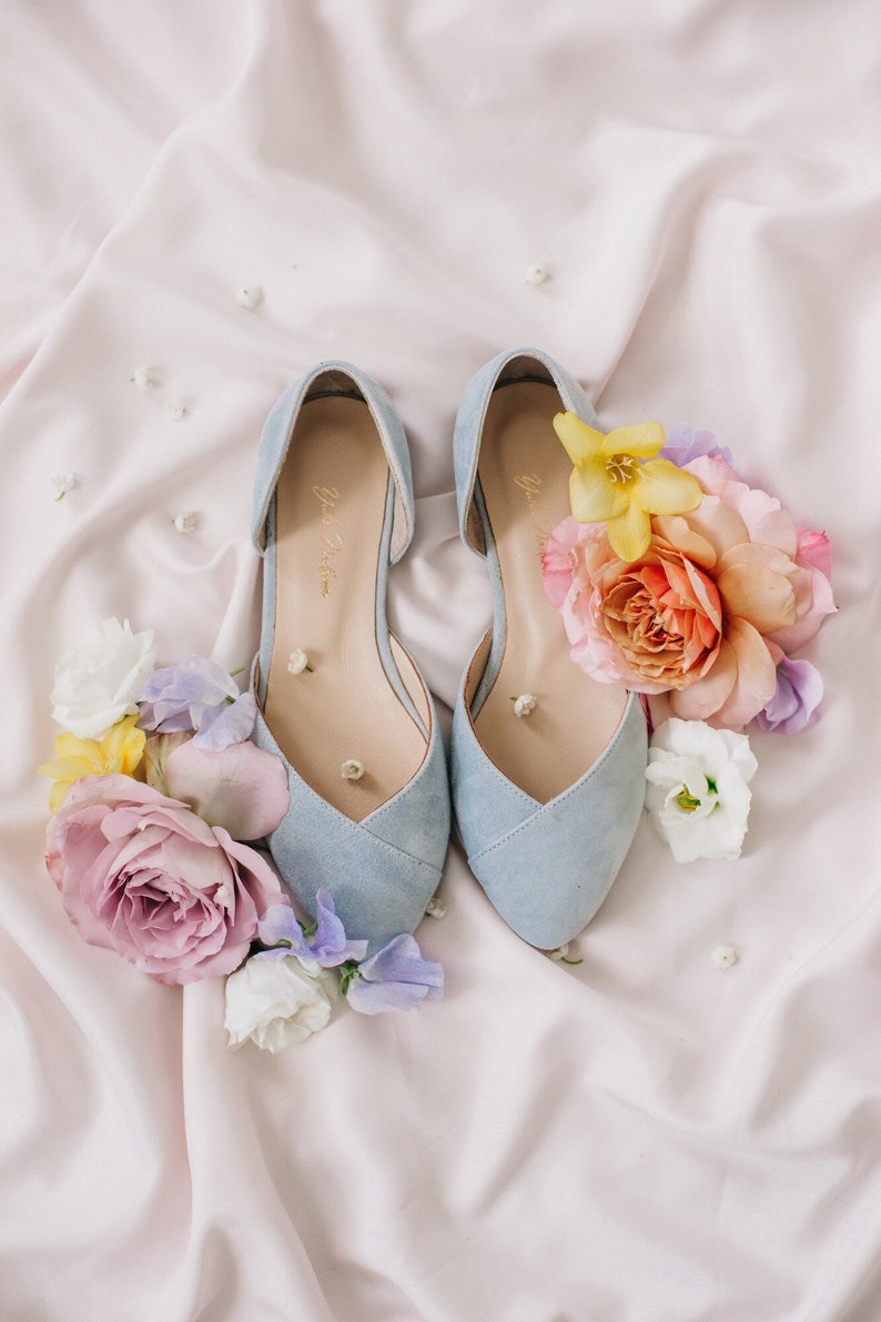 Wedding shoes blue wedding shoes bridal ballet flats low image 0