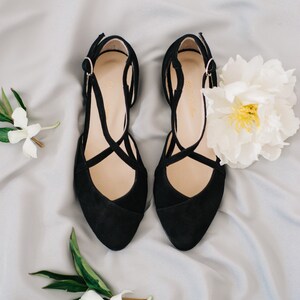 Black shoes black wedding shoes ballet flats low wedding shoes bridal flats wedding flats woman shoes ballet flats image 4