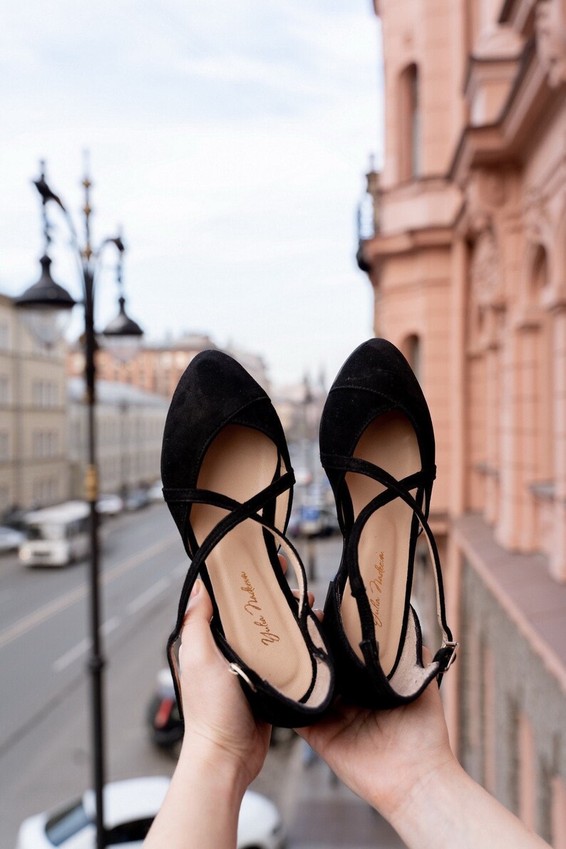Black shoes black wedding shoes ballet flats low wedding | Etsy