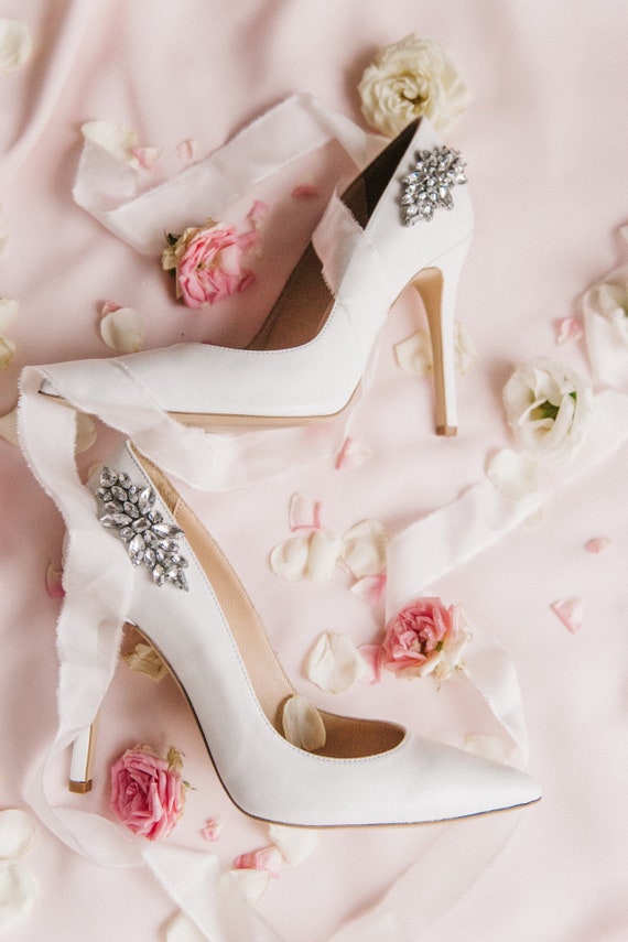 white wedding heels for bride