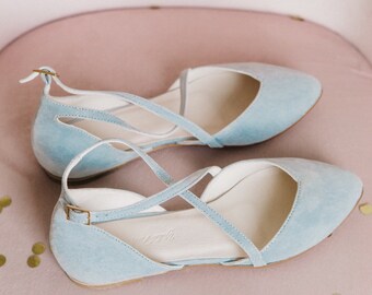 Wedding shoes • blue wedding shoes • wedding shoes for bride • low heel • wedding shoes flats • woman shoes • bridesmaid  • bridal flat