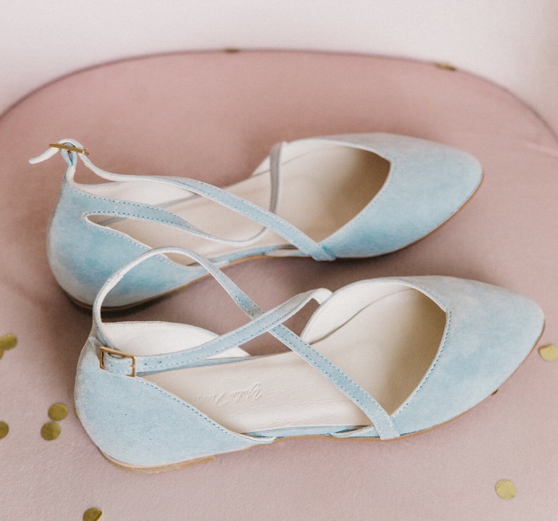 Wedding shoes blue wedding shoes wedding shoes for bride low heel wedding shoes flats woman shoes bridesmaid bridal flat image 1