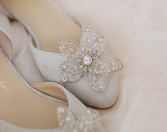 Wedding shoes, gray wedding shoes, bridal ballet flats, low wedding shoes, bridal flats, wedding flats, silver flats, ballet flats