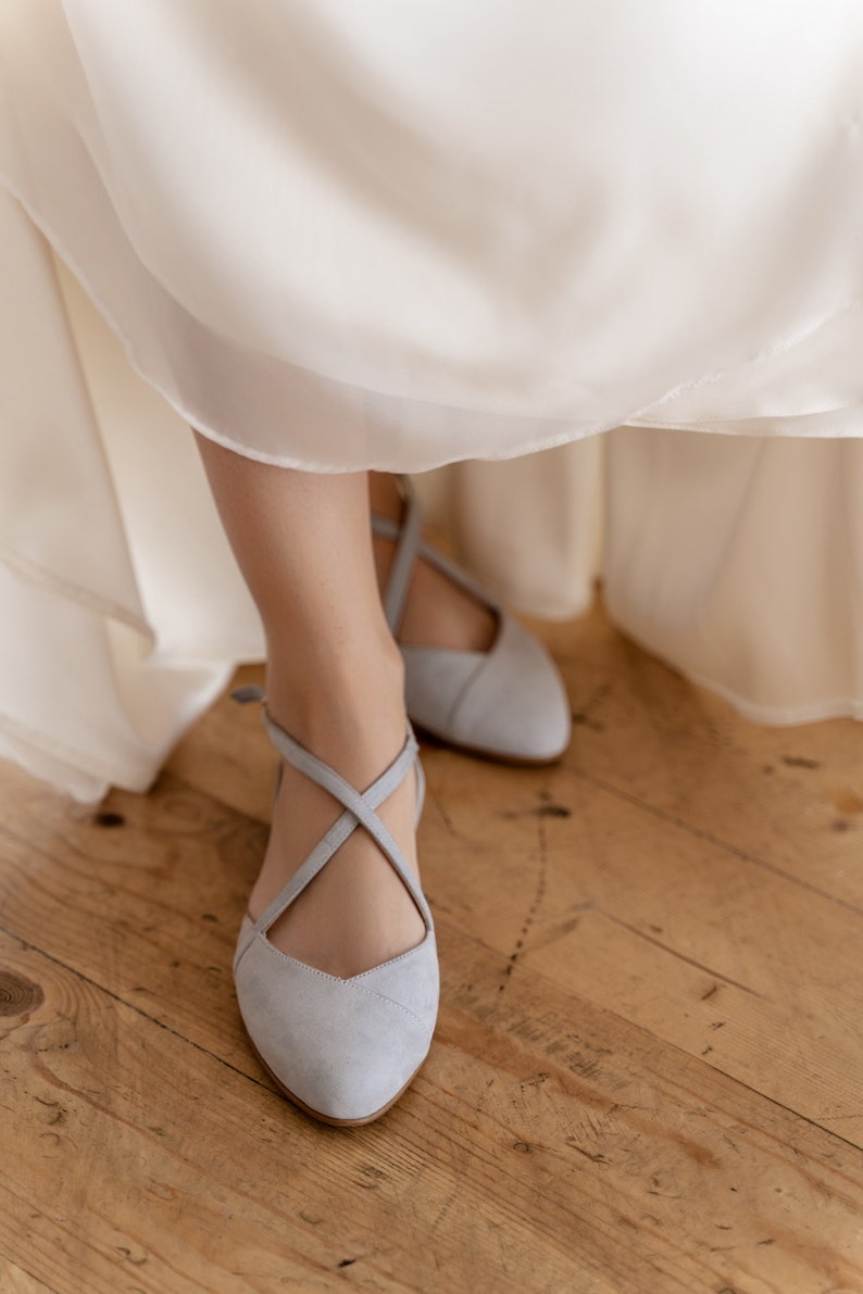 Wedding shoes blue wedding shoes wedding shoes for bride low heel wedding shoes flats woman shoes bridesmaid bridal flat image 2