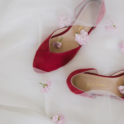Burgundy shoes • red wedding shoes • ballet flats • low wedding shoes • bridal flats • wedding flats • shops woman shoes • ballet flats